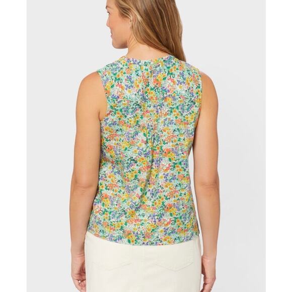 Duluth Trading Women's Artisan Hemp Pin-Tuck Tank In Multi Ditsy Garden Floral - Picture 3 of 9